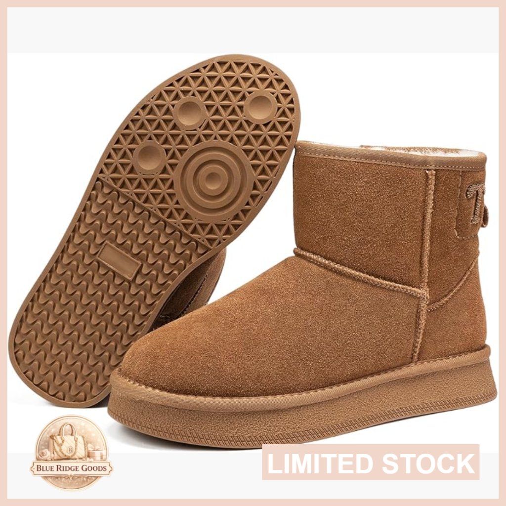 Platform Ankle Snow Boots Genuine Suede Winter Boots Warm Fur Lining